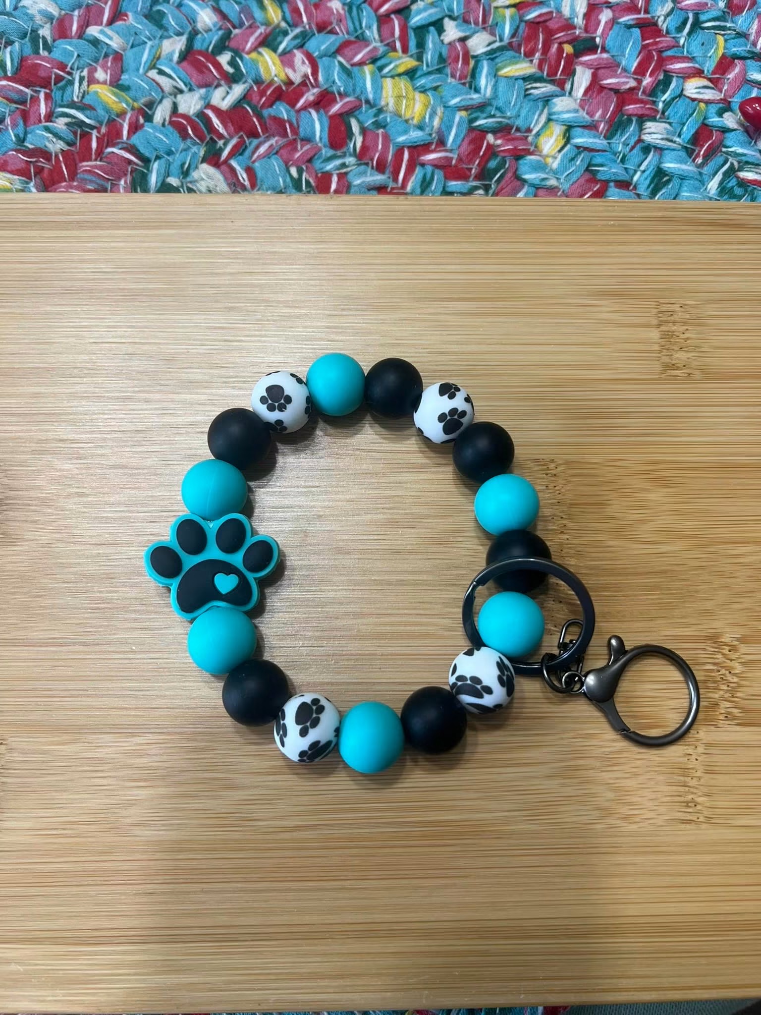Blue paw print keychain