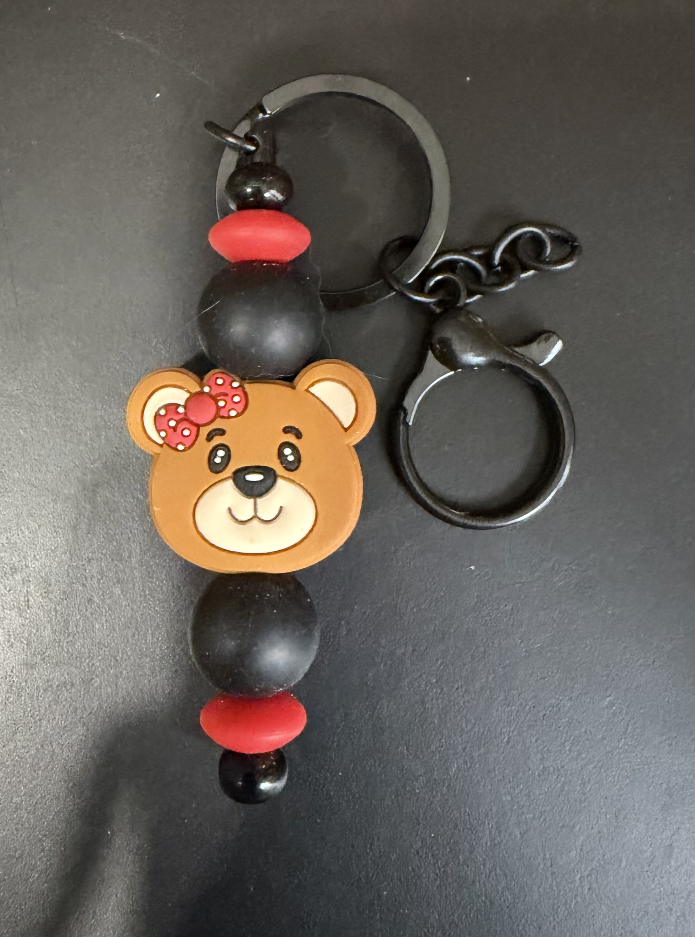 Cute bear with bow keychain