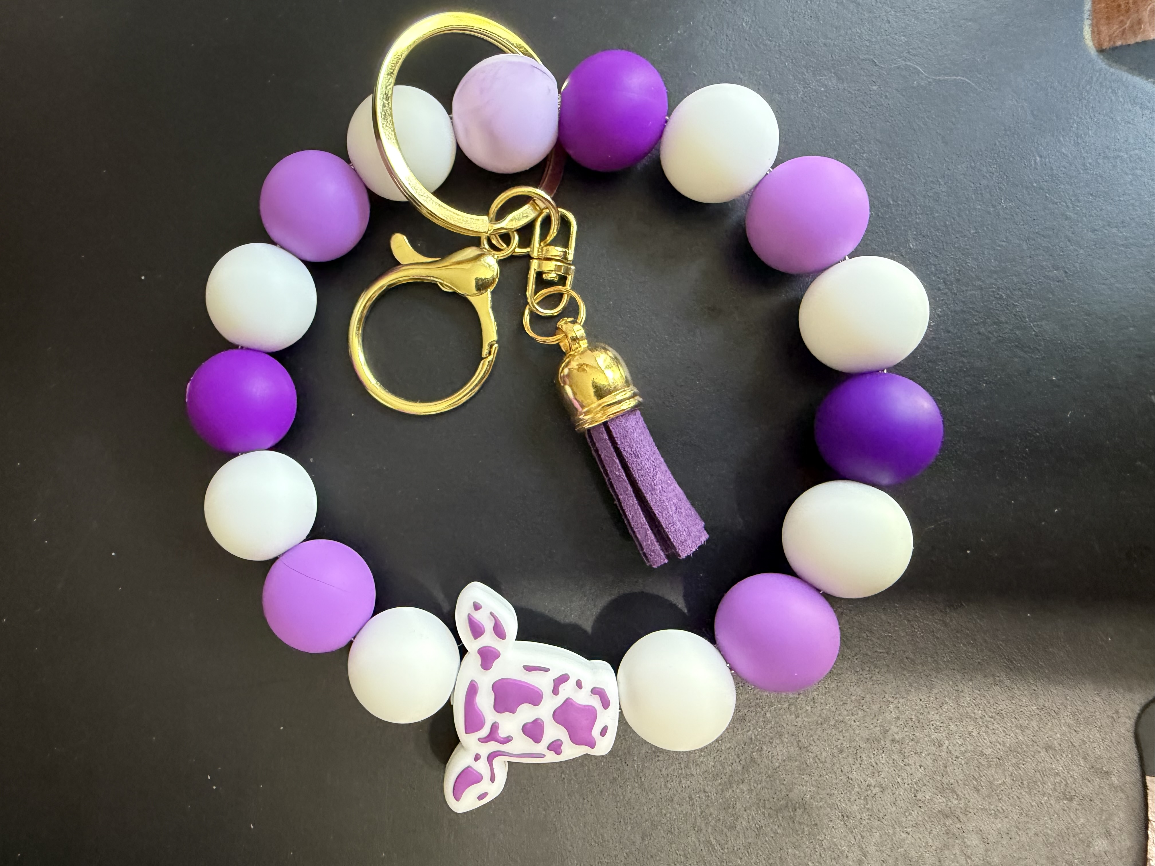 Purple cow keychain