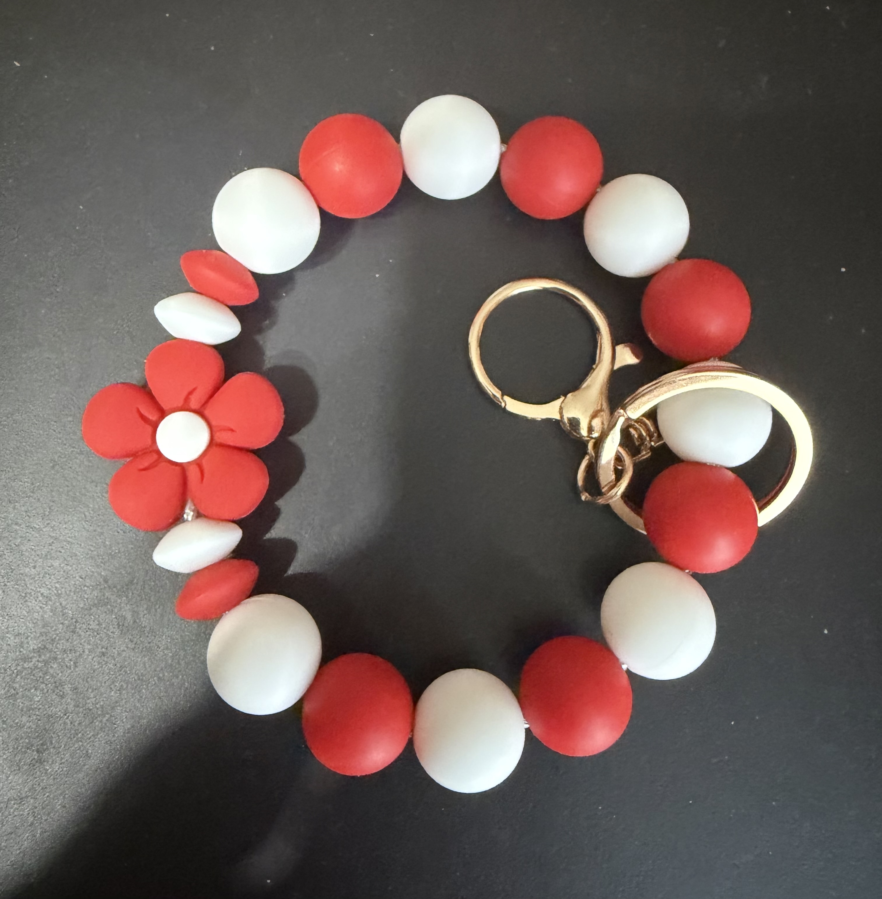 Cute red flower keychain