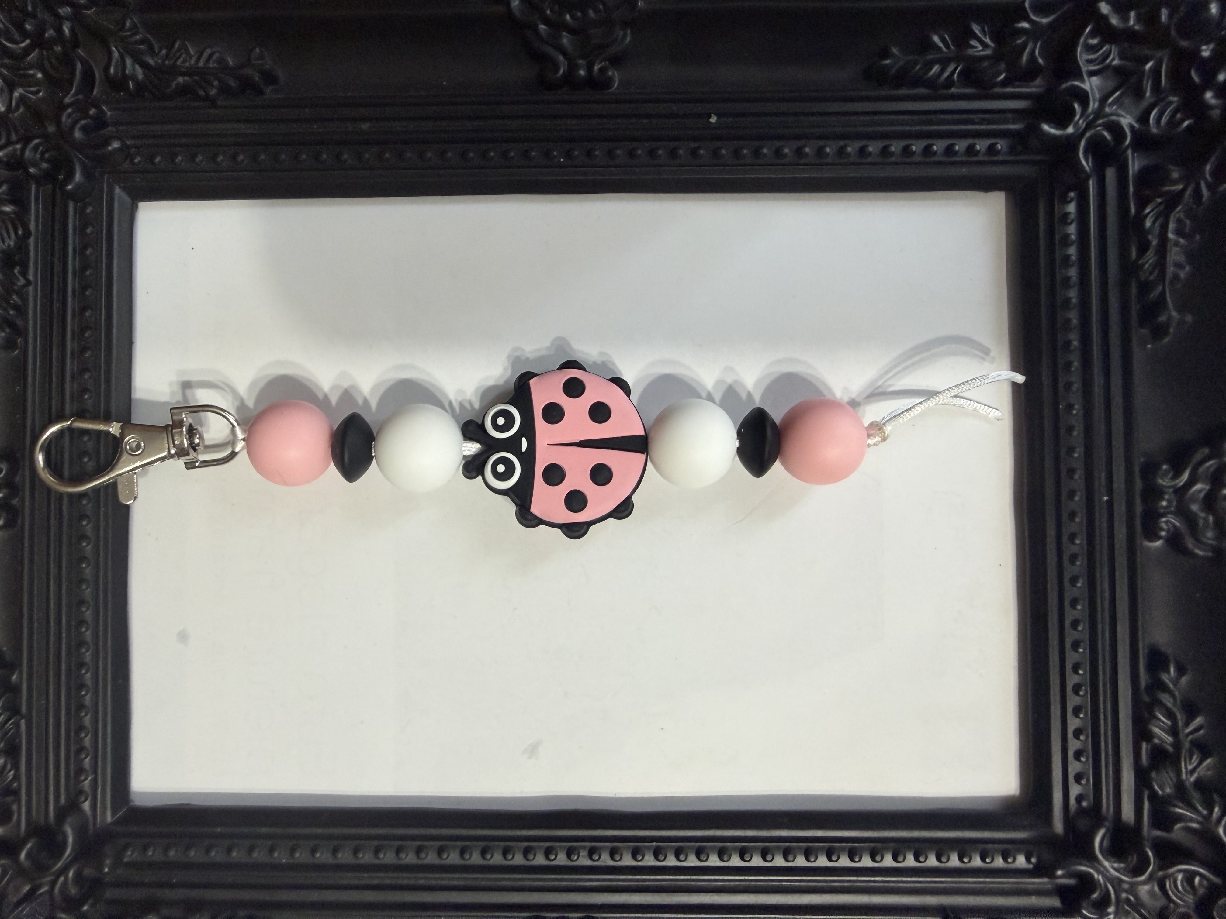 pink lady bug keychain