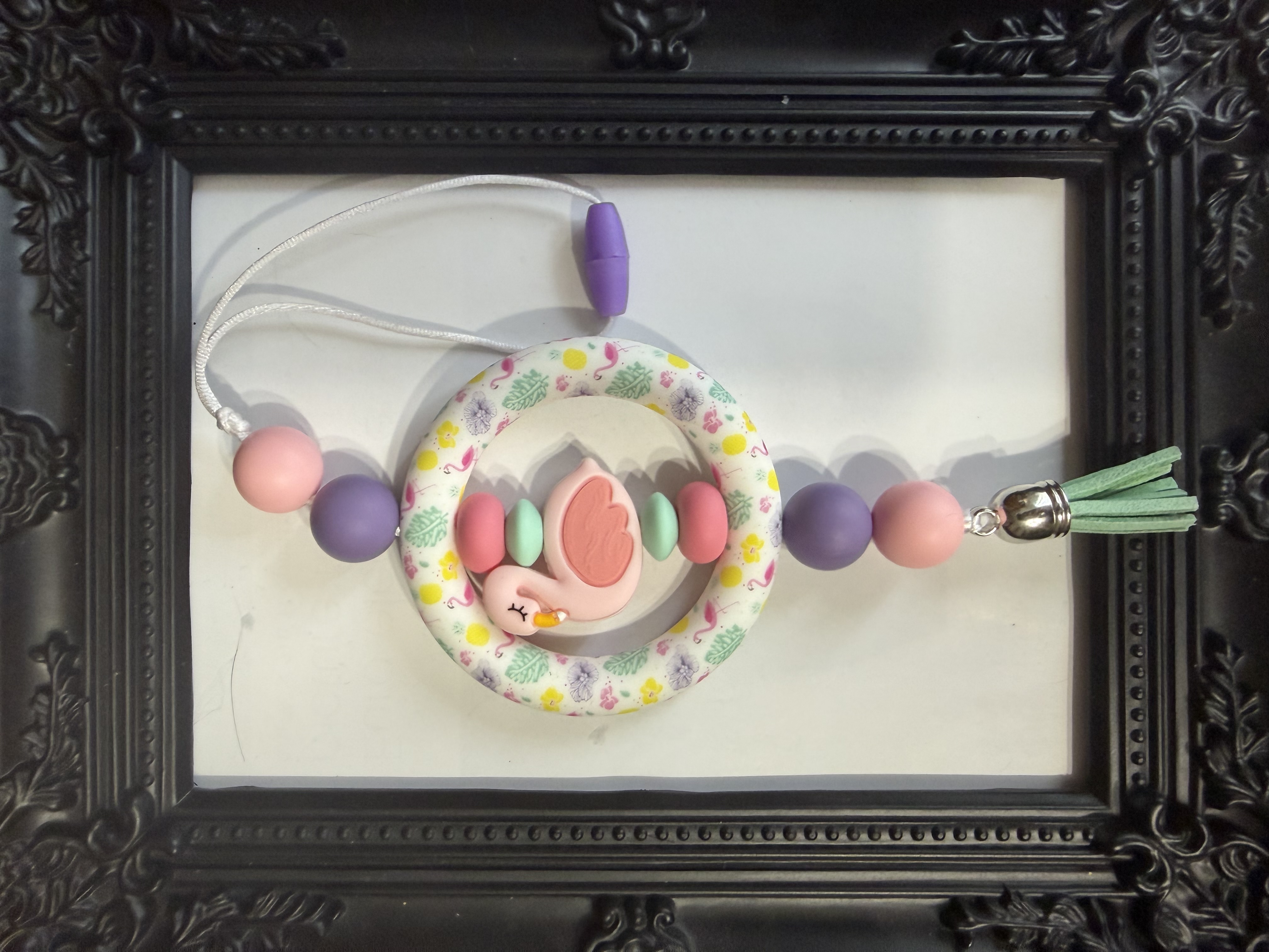 Flamingo car charm